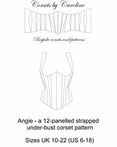 the front and back view of an under - busted corset pattern