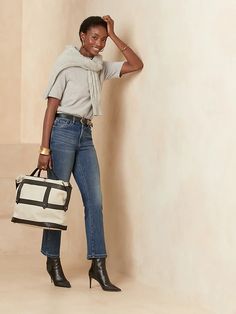 High-Rise Boot Cropped Jean | Banana Republic High Waisted Jeans Outfit Fall, High Waisted Wide Leg Jeans Outfit, High Rise Jeans Outfit, Cropped Jeans Outfit, High Waisted Jeans Outfit, Wide Leg Jeans Outfit, High Waisted Wide Leg Jeans, Beautiful Wardrobe, Jeans Outfit Fall