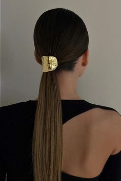 ¿Lista para convertir una coleta básica en una obra maestraSolo tienes que añadir un accesorio llamativo y voilY para un look más lisono olvides aplicar un poco de sérum alisadorCrédito de la fotoinstagram @gross.style_patriki Sleek Braid, Hair Style On Saree, Long Shiny Hair, Runway Hair, Hairstyles For Layered Hair, Cut Her Hair, Hair Brands, Chic Hairstyles, Sleek Ponytail