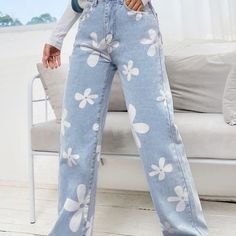 Xs=2 S=4 M=6 L=8/10 Xl=12 Xxl=14 Brand New Ships In 6-10 Days Color: Medium Wash Pattern Type: Floral Type: Straight Leg Closure Type: Zipper Fly Details: Button, Pocket, Zipper Waist Line: High Waist Length: Long Fit Type: Regular Fit Fabric: Non-Stretch Material: Denim Composition: 85% Cotton, 15% Polyester Care Instructions: Machine Wash, Do Not Dry Clean Body: Unlined Sheer: No Affordable Jeans, Floral Type, Clean Body, Floral Dress Summer, Boho Maxi Dress, Boho Dress, Denim Pants, Jeans Pants, Vintage Floral