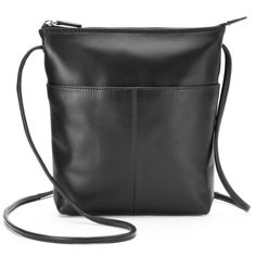 "Sleek, stylish and crafted from genuine leather, this ili crossbody bag is perfect for any occasion.HANDBAG FEATURES Genuine leather construction Silver-tone hardware HANDBAG DETAILS 8''H x 9''W x 2''D Adjustable crossbody strap: 28"" drop Top zipper closure Exterior: slip pocket & zip pocket Interior: zip pocket Leather  Size: One Size. Color: Black. Gender: female. Age Group: adult. Pattern: Solid. Material: Faux Leather." Chanel Handbags Tote, Chanel Handbags Classic, Accessories Guide, Minimalist Bag, Hobo Purse, Leather Shoulder Handbags, Drop Top, Mens Leather Bag, Leather Crossbody Purse