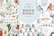 the winter bundle includes many different designs and colors, including birds, snowflakes, trees