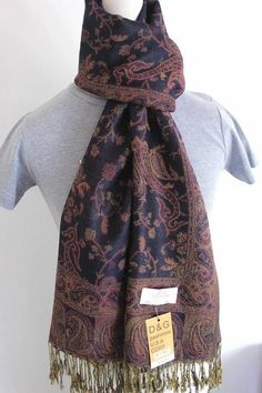 * D&G Pashminas U.S.A. Corp Scarves are made with 70% cashmere wool, and 30% silk * It's 78 Inches long, and 27 Inches wide when opened. This scarf can be worn many different ways, and can be worn during any season. It is for both men and women wear as well. * The original price is $39.99 and comes from D&G Pashmina U.S.A Corp directly. *  (Please note that the color maybe slightly different than photos, due to difference in monitor lighting.) Authorizations *  We are an authorized dealer by law Pashmina Scarves, Yoga Diet, Wrap Fashion, Womens Scarf, Brown Scarves, Brown Silk, Navy And Brown, Pashmina Scarf, Shawl Wrap