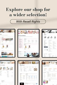 the website is displayed with multiple screens and text that reads explore our shop for a wide selection