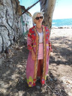 One of a kind sustainable jacket made with vintage kantha cotton.  One size only fits upto 2XL Kantha Jacket, Boho Jacket, Cotton Kimono, Vintage Kantha, Mother's Day Gifts, Gifts For Mom, Mothers Day, Art Collection, Bathing Beauties