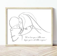 a line drawing of a man and woman embracing each other with the words, let me love you so little more