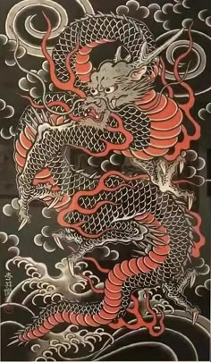 Dragon Irezumi Tattoo, Dragon And Tiger Back Tattoo, Ichibay Tattoo, Japanese Dragon Painting, Dragon Irezumi, Traditional Japanese Dragon, Japanese Art Tattoo, Dragon Tattoo Drawing, Japanese Dragon Drawing