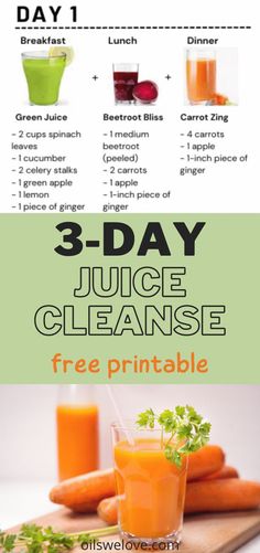 an image of juice cleanse recipe for the 3 - day detoxtion plan