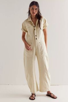 We The Free Maxie Washed Coverall | Free People White Overalls Outfit, Free People Overalls, White Overalls, Free People Jumpsuit, Overalls Outfit, Style Box, Jumpsuit Outfit, Leg Design, Summer Fashion Outfits