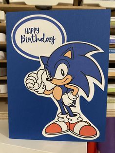 a birthday card with an image of sonic the hedgehog