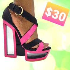 Brand New In Box Trendy Pink Sandals For Night Out, Modern Pink Beach Sandals, Womens Shoes Wedges, Black Sandals, Pink Black, Pink Ladies, Black Pink, Wedges, Mini Dress