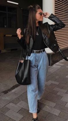 Inspired Outfits, Winter Fashion Outfits, Looks Vintage, Outfits Casuales, Black Jacket