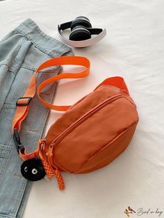 BirdinBag - Stylish Orange Zip-Front Minimalist Waist Bag Functional Orange Pouch Bag, Casual Orange Satchel Bag, Orange Bags With Pockets For Daily Use, Large Capacity Orange Shoulder Bag For School, Orange Bag With Pockets For Daily Use, Casual Orange Backpack Bag, Portable Orange Travel Bag, Functional Orange Bag With Pockets, Functional Orange Bags With Pockets