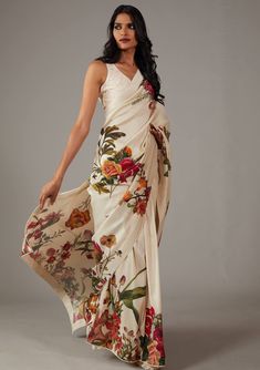 Editors Note Drape yourself in elegance with our chanderi saree, adorned with a captivating digital print and delicate thread embroidery. This ensemble comes with matching unstitched blouse fabric, allowing you to customize your look with style and grace. Luxury Chinon Saree With Intricate Embroidery, Cheap Unstitched Saree With Resham Embroidery, Luxury Saree Set With Floral Embroidery, Luxury Unstitched Art Silk Traditional Wear, Luxury Tissue Silk Saree With Floral Embroidery, Luxury Saree Dress With Motifs, Luxury Art Silk Pre-draped Saree For Evening, Luxury Art Silk Pre-draped Saree For Festive Occasions, Luxury Art Silk Pre-draped Saree For Celebration