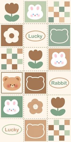 an animal themed poster with different animals on it's sides and the words lucky, lucky