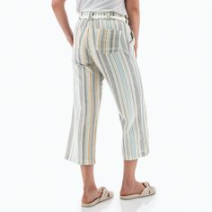 Summer has been craving the easy-going Monterey Crop Pant! Why? It starts with eco-friendly fabric made from hemp and TENCEL™ Lyocell. Together these two sustainability wonders create a lightweight and soft pant. The vintage stripe pattern, bohemian-inspired rope belt, and crop leg nod towards a beachside escape. The style pairs well with both laid-back tennis shoes or cute wedge sandals, giving you a look that can go from seaside to wine tasting in a flash. Pockets are possibly the best part - Relaxed Fit Cropped Leg Bottoms For Beach, Summer Beach Bottoms With Cropped Leg, Summer Beach Cropped Leg Bottoms, Cropped Leg Bottoms For Beach In Summer, Cropped Leg Bottoms For Beach And Summer, Spring Vacation Cropped Leg Bottoms, Cotton Mid-rise Bottoms For Vacation, Casual Cropped Beach Pants, Casual Cropped Leg Pants For Beach