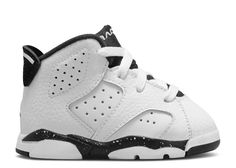 The Air Jordan 6 "Reverse Oreo" is a striking sneaker that flips the classic "Oreo" colorway of the Jordan 6. Known for its clean and contrasting black and white design, the "Reverse Oreo" features a predominantly white leather upper with black accents. The black elements typically appear on the midsole, tongue, heel tab, and parts of the outsole, creating a stark contrast against the white. Speckled detailing, reminiscent of the cookie-and-cream theme, often appears on the midsole, adding to the sneaker's distinctive look. This combination of colors and patterns gives the "Reverse Oreo" a unique and stylish appearance, making it a sought-after model for Jordan fans and sneaker enthusiasts. Jordan Retro 6, Air Jordan 6 Retro, Retro Basketball Shoes, Jordan 6 Retro, Black Baby, Air Jordan 6, Air Jordan 4 Retro, Jordan 6, Alma Mater