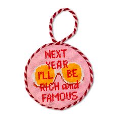 Needlepoint Ornament - Rich And Famous - Furbish Studio Needlepoint Christmas Ornaments, Furbish Studio, Ornaments Tree, Needlepoint Ornaments, Rich And Famous, Needlepoint Christmas, Needlepoint Pillows, Babies First Christmas, Cotton Velvet