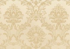 a beige and white wallpaper with an ornate design