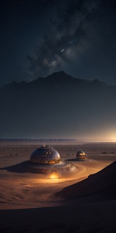 an artist's rendering of some kind of space station in the desert