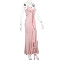 Please refer to our sizing chart for a guideline when choosing a size. 5 business days order processing time. 90% viscose fibre 10% spandex Fitted Ruched Maxi Slip Dress, Chic Maxi Dress With Ruched Ruffled Straps, Elegant Ruched Midi Dress With Spaghetti Straps, Elegant Midi Slip Dress With Ruffles, Elegant Ruffled Midi Slip Dress, Elegant Midi Dress With Adjustable Ruffled Straps, Ruched Midi Dress With Ruffled Straps, Ruffled Midi Slip Dress For Date Night, Chic Maxi Dress With Ruffled Straps