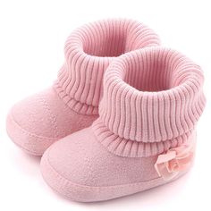 Baby Girls Solid Flower Knitted Snow Boots – PrettyKid Baby Loafers, Flower Boots, Ugg Winter Boots, Girl Boots, Flower Shoes, Toddler Socks, Knit Boots