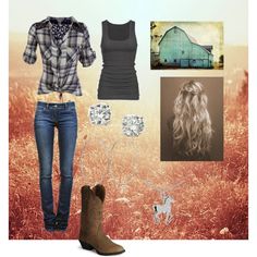 Country outfit / country girl Jeans With Cowboy Boots, Outfit Country, Trendy Fashion Tops