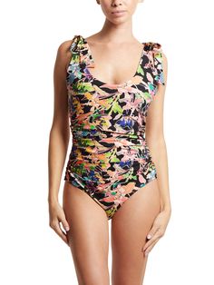 Ready to swim in something made with life’s waves in mind? The Ruched Bow One Piece Swimsuit exudes feminine flair and is the perfect option if you love a one-and-done, no-fuss swimsuit. Double lined and made with supportive, recycled fabric that stretches to fit you, it’s designed for the confidence that comes with feeling good in your skin. Women's sleepwear, lingerie and more, from Hanky Panky. Spring Ruched Swimwear For Poolside, Multicolor Ruched Tankini, Beachy Ruched Swimwear For The Pool, Beachy Ruched Swimwear For Pool, Beachy Ruched Swimwear For Spring, Multicolor Ruched Swimwear, Multicolor Ruched Tankini For Poolside, Multicolor Ruched Swimwear For Pool, Tropical Ruched Swimwear For The Beach