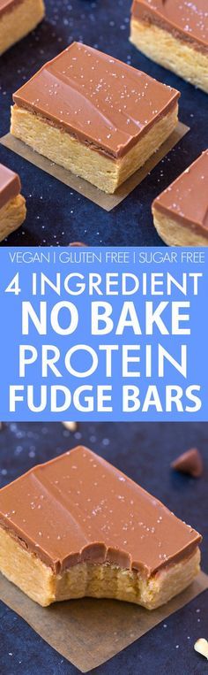 four ingredient no bake protein fudge bars