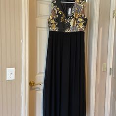 Long Dress With Black Sheer Bottom. Never Worn Black Floral Print Maxi Dress For Prom, Black Lined Maxi Dress For Evening, Paris Dresses, Size 12 Dress, Dresses Evening, Evening Dress, Long Dress, Evening Dresses, Size 12