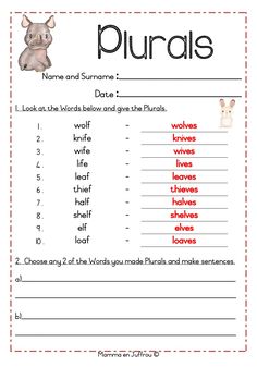 a printable worksheet with the words purais