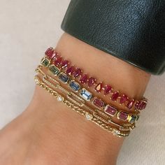 You can never have enough bracelets, and neither can I! I love mixing textures, styles, and colors to create a look all my own. Available in 14k yellow, rose, or white gold .22ctw diamonds Diamond and high polish alternating links Measures 7" in length By Curated by AB Luxury Red Stackable Jewelry, Gold Multi-stone Diamond Bracelet, Gold Diamond Multi-stone Bracelets, Gold Diamond Bracelets With Multi-stones, Stackable Rose Gold 14k Tennis Bracelet, Rose Gold 14k Gold Stackable Tennis Bracelet, 14k Rose Gold Stackable Tennis Bracelet, Modern Gold Bracelet With Multi-stone, Gold Gemstone Jewelry