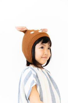 KNIT FAWN HAT – PEPPERKIDS Playful Cotton Winter Hat, Playful Warm Cotton Hat, Warm Cotton Playful Hat, Warm Playful Cotton Hat, Cute Warm Adjustable Hat, Cute Adjustable Warm Hat, Brown Cotton Beanie Hat, Playful Beanie Cap One Size Fits Most, Warm Adjustable Hats For Playtime