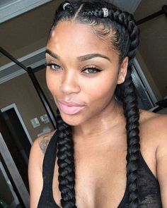 Feed In Braids With Weave, 2 Feed In Braids, Feed In Braids, Two Braid Hairstyles, Pelo Afro, Two Braids, Braids With Weave