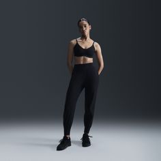 Find your bliss in these lightweight, moisture-wicking pants. The wide, stretchy waistband offers support while sleek, featherlight fabric–with plenty of stretch–flows with you so you can move without boundaries. Tapered legs with ribbed cuffs help keep these relaxed joggers in place no matter how you move. Joggers Black, Women Lifestyle, Sport Pants, Active Wear For Women, Nike Dri Fit, Tapered Legs, Jogger Pants, Dri Fit, Black Pants