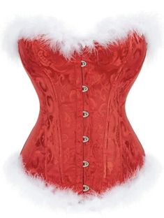 Red Santa Corset & Thong New XL  | eBay Corset With Skirt, Vintage Christmas Elf, Red And Black Corset, Corset Plus Size, Red Corset Top, Lace Bustier Top, Slim Shapewear, Red Corset, Plus Size Corset