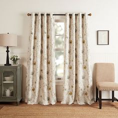 a living room scene with focus on the curtains