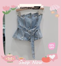 Women Fashion Sexy Stitching Girdle Denim Tube Top Denim Tube Top, Tube Top, Women Fashion, Stitching, Light Blue, Shop Now, Women's Top, T Shirt