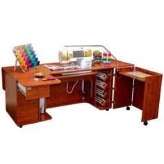 an office desk with two drawers and a printer