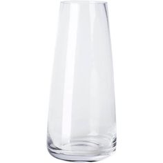 a tall glass vase is shown on a white background