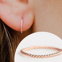 Tiny Hoop Earrings, Huggie Earrings, Cartilage Hoop, Rose Gold Hoop Earrings, Minimalist Earrings, D Trendy Rose Gold Cartilage Earrings, Trendy Rose Gold Cartilage Earrings For Gift, Trendy Small Hoop Rose Gold Jewelry, Trendy Hypoallergenic Rose Gold Earrings, Trendy Rose Gold Small Hoop Jewelry, Delicate Rose Gold Single Cartilage Earring, Minimalist Rose Gold Hoop Jewelry, Everyday Rose Gold Cartilage Earrings With Ear Wire, Rose Gold Nickel-free Cartilage Earrings For Everyday