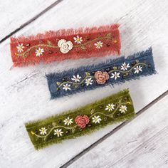 Embroidered French Barrette Embroidered Hair Barrette Pin - Etsy Hand Embroidered Jewelry, Mini Embroidery, Hair Thickness, Embroidered Jewelry, Shabby Look, Hair Bobbles, French Clip, Hand Embroidered Flowers, Felt Embroidery