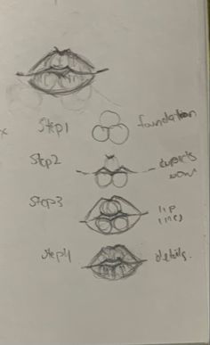 step by step how to draw lips Human Lips Drawing, Aesthetic Drawing Step By Step, Drawing Tips Lips, How To Make A Body Drawing Step By Step, Drawing Ideas Lips Sketch, Lips Sketch Reference, Lip Doodles Sketch, How To Draw Anime Mouth Step By Step, Step By Step Body Sketch