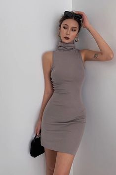 Wedding Cardigan, Dress High Neck, Bodycon Tops, Sleeveless Bodycon Dress, High Neck Sleeveless, Club Dress, Rhinestone Dress, Khaki Dress, Black Bodycon Dress