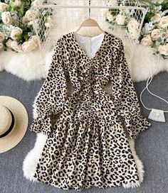 Stylish A line leopard print dressFabric: blendedColor: picture colorSize: S, M, L, XL, 2XLS length 85 bust 94 waist 82 sleeve length 58M length 86 bust 98 waist 86 sleeve length 59L length 87 bust 102 waist 90 sleeve length 60 Long Sleeve Leopard Print Mini Dress For Summer, Long Sleeve Leopard Print Mini Dress For Fall, Chic Long Sleeve Leopard Print Mini Dress, Chic Long Sleeve Leopard Print Dress, Leopard Print Long Sleeve Mini Dress For Fall, Chic Knee-length Leopard Print Dress, Long Sleeve Leopard Print Dress For Spring, Elegant Long Sleeve Leopard Print Mini Dress, Leopard Print Long Sleeve Dress For Spring