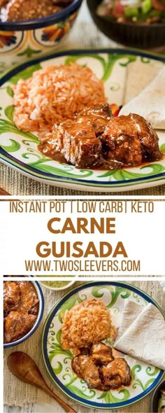 two plates with food on them and the words instant pot town carb keto