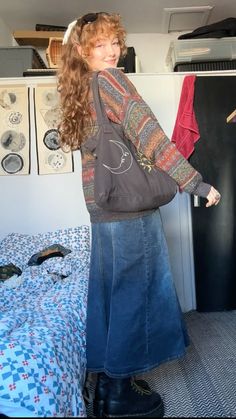 #outfits #ootd Outfit Ideas Band Tees, Layering With Sweaters, Outfit Ideas Urban Outfitters, Comfy Hangout Outfit, Lazy Fashion Outfits, Women’s Vintage Outfits, Dress And Pullover Outfit, Midwest Core Outfits, At Home Clothes Outfit