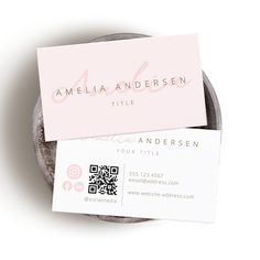 Elegant  Script Blush Pink  Business Card Pastel Pink Background, Pink Business Card, Pink Business