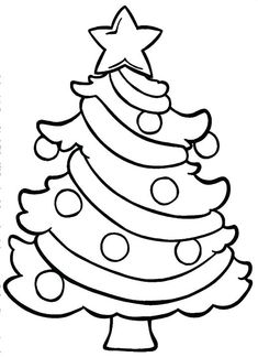 a christmas tree with stars and polka dot dots on the top, in black and white