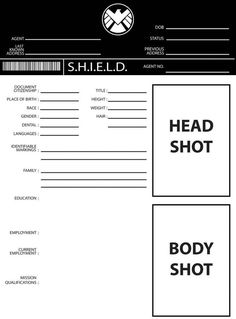 a black and white photo with the words head shot, body shot, and bar code